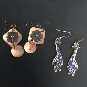 Giraffe and brown earrings